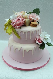 floral drip birthday cake